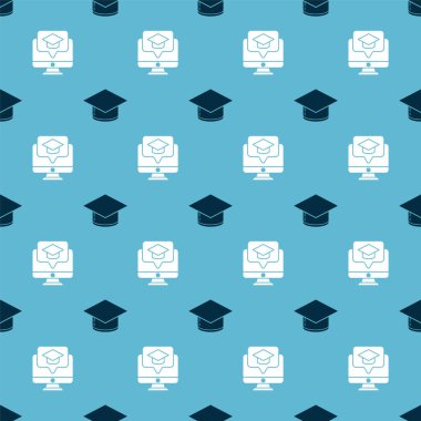 Mezuniyet şapkası ve mezuniyet şapkası takın. Vektör