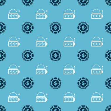 Kumarhane çipini dolarla, kumar makinesini de şanslı yedili ikramiyeyle kusursuz bir şablona ayarla. Vektör