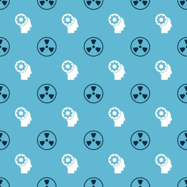 Radyoaktif ve İnsan kafasını, teçhizatı kusursuz bir şekilde yerleştirin. Vektör