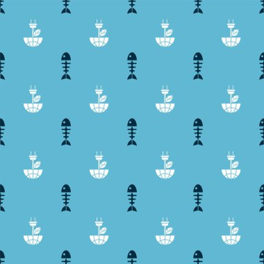 Balık iskeletini ve elektrik prizini yaprağa kusursuz bir şekilde yerleştir. Vektör