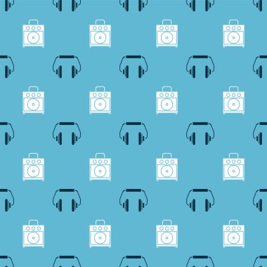 Kulaklığı ve Gitar yükselticisini kusursuz desene ayarlayın. Vektör