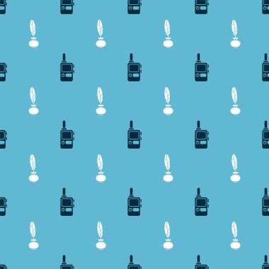 Telsizi, tüyü ve mürekkebi kusursuz desene ayarlayın. Vektör