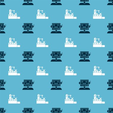 Robot ve Fabrika taşıma sistemi bandını kusursuz desene ayarlayın. Vektör