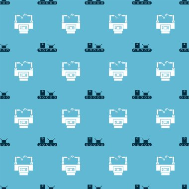 Taşıyıcı bandı karton kutu ve montaj hattını pürüzsüz desen üzerine ayarla. Vektör