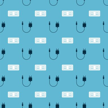 Şarj aletini ve elektrik prizini kusursuz desene ayarlayın. Vektör