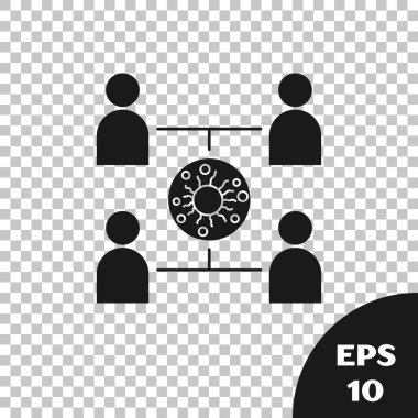 Siyah Virüs, şeffaf arkaplanda izole edilmiş bir simge yaydı. Coronavirus enfeksiyon bilgi grafikleri. Vektör İllüstrasyonu