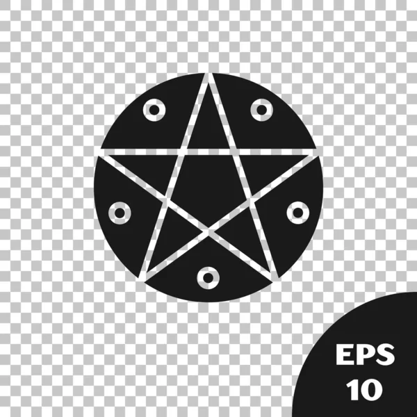 Pentagrama Negro Icono Círculo Aislado Sobre Fondo Transparente Símbolo Mágico — Archivo Imágenes Vectoriales