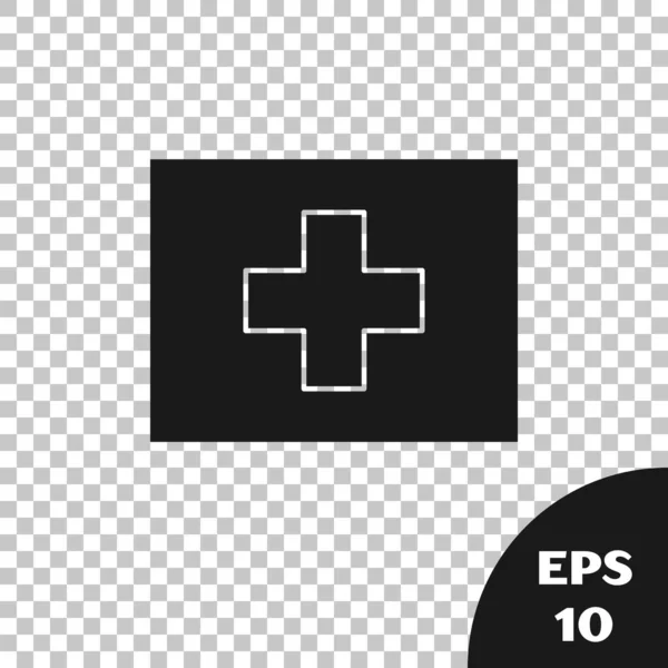 Μαύρο Κουτί Πρώτων Βοηθειών Απομονωμένο Διαφανές Φόντο Ιατρικό Κουτί Σταυρό — Διανυσματικό Αρχείο