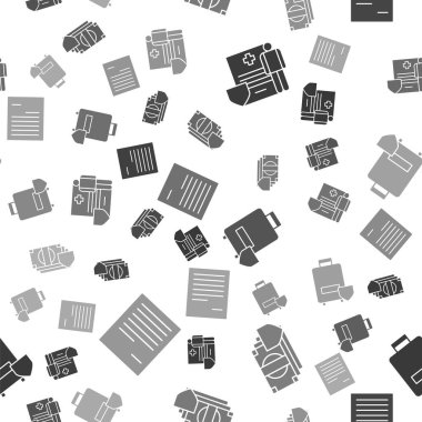 Tıbbi sicili olan bir pano ayarlayın, kalkanlı para, seyahat sigortası ve kusursuz şablonu olan bir belge. Vektör