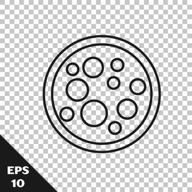 Şeffaf arkaplanda siyah çizgi virüsü simgesi izole edildi. Corona virüsü 2019-nCoV. Bakteri ve mikroplar, hücre kanseri, mikrop, mantar. Vektör İllüstrasyonu