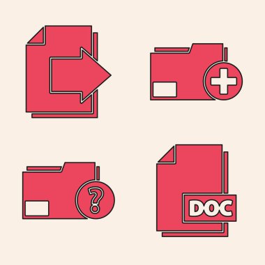 DOC dosya belgesi, Sonraki sayfa oku, Yeni dizin ve Bilinmeyen belge dizin simgesi ekle. Vektör