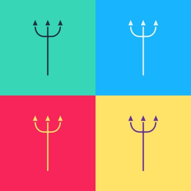 Pop Art Neptune Trident simgesi renk arkaplanında izole edildi. Vektör İllüstrasyonu