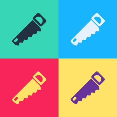 Pop Art Hand renk arkaplanda izole edilmiş bir simge gördü. Vektör İllüstrasyonu