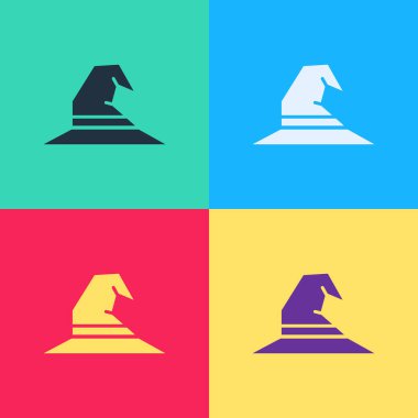 Pop Art Cadı Şapkası simgesi renk arkaplanında izole edildi. Mutlu Cadılar Bayramı Partisi. Vektör İllüstrasyonu