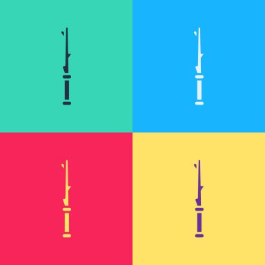 Pop Art Magic sihirli çubuk simgesi renk arkaplanında izole edildi. Yıldız şeklinde sihirli aksesuar. Sihirli güç. Vektör İllüstrasyonu