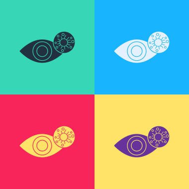 Virüs, bakteriyel ya da alerjik konjonktivit ikonu, renk arkaplanında izole edilmiş Pop Art Reddish Eye. Vektör İllüstrasyonu