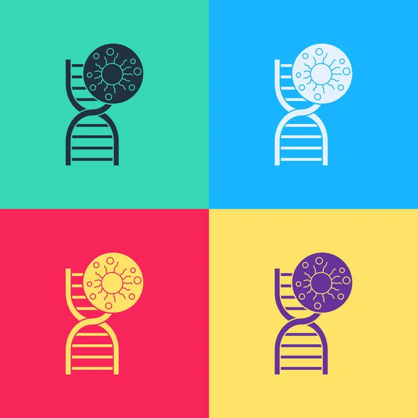 Pop Art Dna Symbol Virus Icon Isolated Color Background Vector — Stock Vector