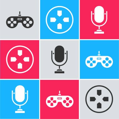 Gamepad, Gamepad ve Mikrofon simgesini ayarla. Vektör