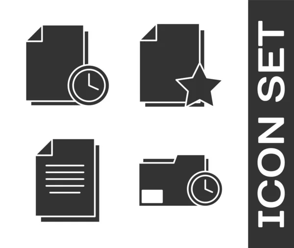 Set Document Map Met Klok Document Met Klok Document Document — Stockvector