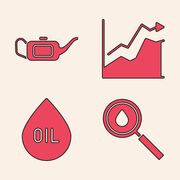 Set Goutte Huile Conteneur Pour Huile Moteur Hausse Prix Pétrole — Image vectorielle