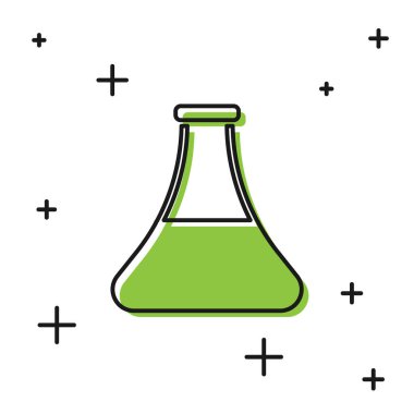 Beyaz arka planda siyah petrol test tüpü ikonu izole edildi. Vektör İllüstrasyonu