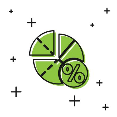 Siyah Grafik, çizelge, grafik, diyagram, bilgi, beyaz arkaplanda izole edilmiş turta grafik simgesi. Vektör İllüstrasyonu