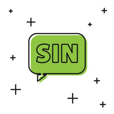 Siyah Matematik fonksiyonu sinüs simgesi beyaz arkaplanda izole edilmiştir. Vektör İllüstrasyonu