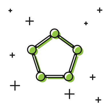 Siyah Geometrik figür Pentagonal prizma simgesi beyaz arkaplanda izole edildi. Soyut şekil. Geometrik süs. Vektör İllüstrasyonu