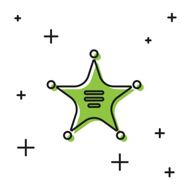 Siyah Hexagram Şerif ikonu beyaz arka planda izole edildi. Polis rozeti ikonu. Vektör İllüstrasyonu