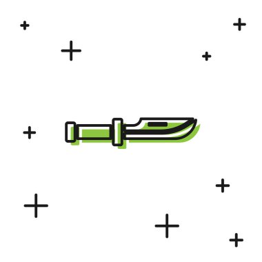 Siyah kamp bıçağı ikonu beyaz arka planda izole edilmiş. Vektör İllüstrasyonu