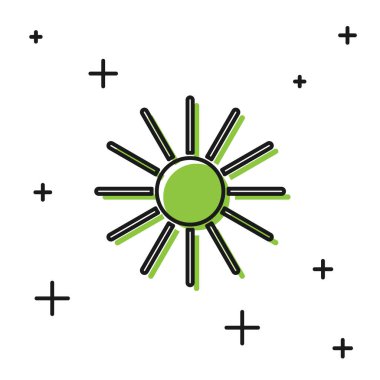 Siyah Güneş simgesi beyaz arkaplanda izole edildi. Yaz sembolü. Güneşli bir gün. Vektör İllüstrasyonu