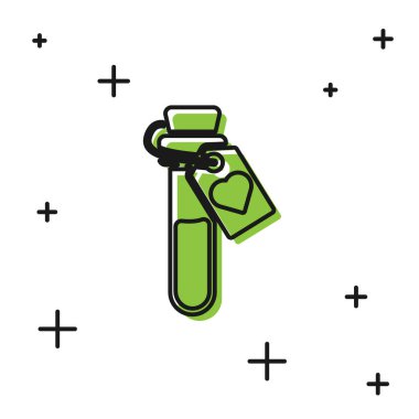 Beyaz arka planda izole edilmiş aşk ikonu ikonu olan siyah şişe. Sevgililer Günü sembolü. Vektör İllüstrasyonu