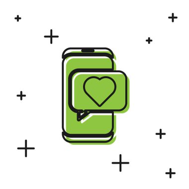 Siyah Online flört uygulaması ve sohbet simgesi beyaz arkaplanda izole edildi. Uluslararası Mutlu Kadınlar Günü. Vektör İllüstrasyonu