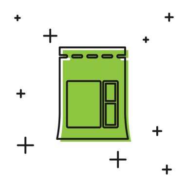 Siyah çimento torbası simgesi beyaz arkaplanda izole edilmiş. Vektör İllüstrasyonu