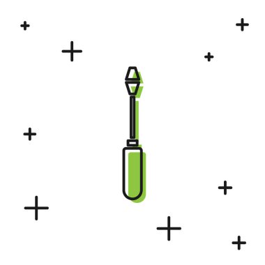 Beyaz arka planda izole siyah tornavida simgesi. Servis aracı sembolü. Vektör Illustration