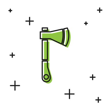 Beyaz arka planda siyah tahta balta simgesi izole edildi. Oduncu baltası. Vektör İllüstrasyonu