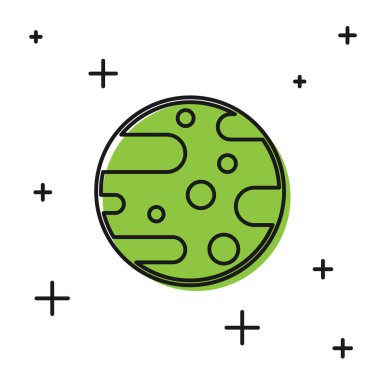 Siyah Gezegen Mars simgesi beyaz arkaplanda izole edilmiş. Vektör İllüstrasyonu