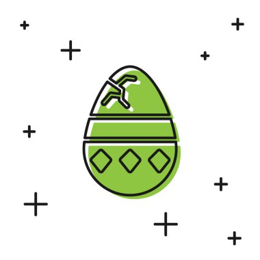 Beyaz arka planda siyah kırılan yumurta ikonu. Mutlu Paskalyalar. Vektör İllüstrasyonu