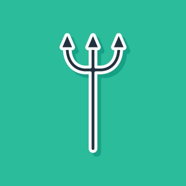 Mavi Neptün Trident simgesi yeşil arkaplanda izole edildi. Vektör İllüstrasyonu