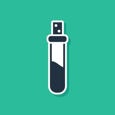 Yeşil arka planda izole edilmiş aşk ikonu ikonu olan mavi şişe. Sevgililer Günü sembolü. Vektör İllüstrasyonu