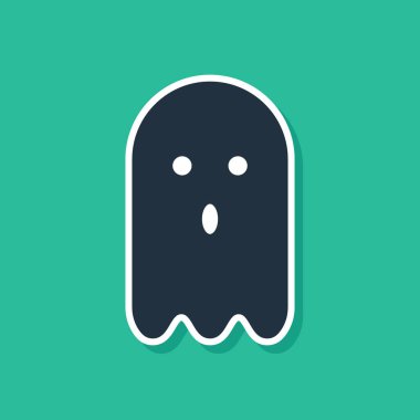 Mavi Hayalet simgesi yeşil arkaplanda izole edildi. Vektör İllüstrasyonu