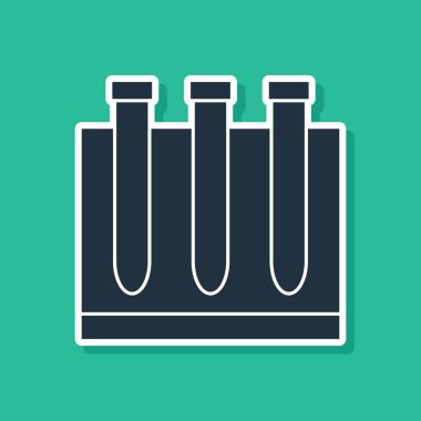 Mavi Kan testi ve virüs molekülü koronavirüs ikonu yeşil arka planda izole edildi. Coronavirus, COVID-19. 2019-NCoV. Vektör İllüstrasyonu
