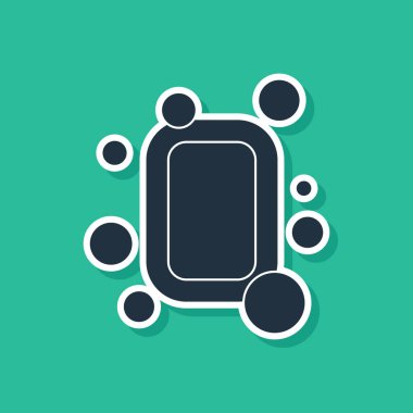 Yeşil arkaplanda mavi sabun simgesi izole edilmiş. Köpüklü sabun çubuğu. Vektör İllüstrasyonu