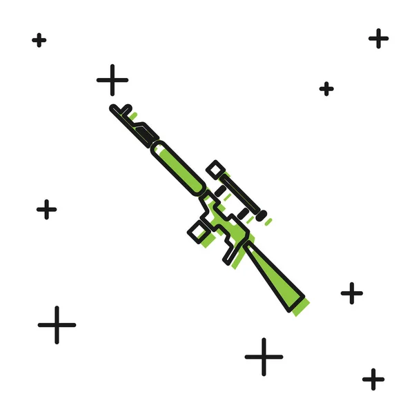 Fusil Sniper Noir Avec Icône Scope Isolé Sur Fond Blanc — Image vectorielle