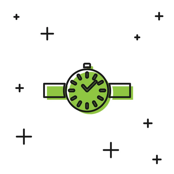 Reloj Muñeca Negro Icono Aislado Sobre Fondo Blanco Icono Del — Vector de stock