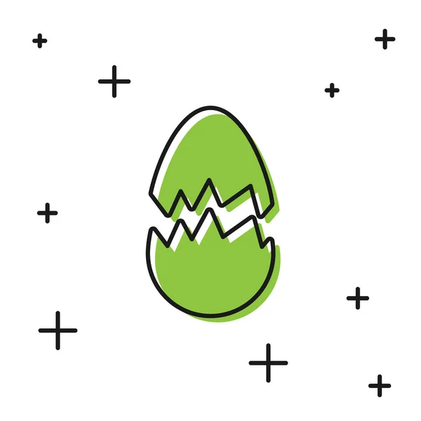 Black Broken Egg Icon Isolated White Background Happy Easter Vector — Stock Vector