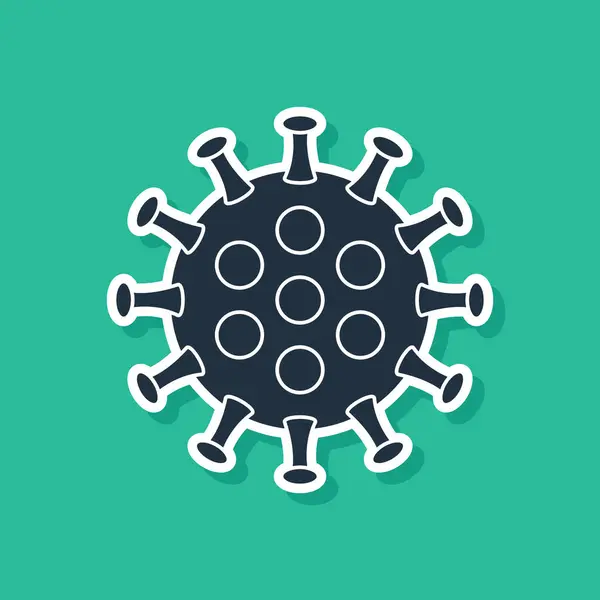 Blue Virus Icon Isolated Green Background Corona Virus 2019 Ncov — Stock Vector