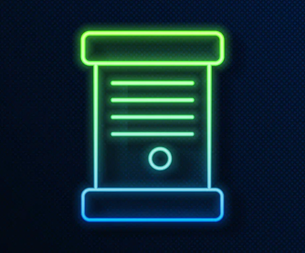 Gloeiende Neon Lijn Decreet Papier Perkament Scroll Pictogram Geïsoleerd Blauwe — Stockvector