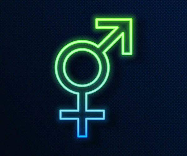 Glowing Neon Line Gender Icon Isolated Blue Background Symbols Men — Stock Vector