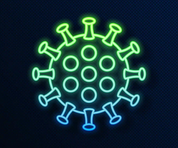 Glowing Neon Line Virus Icon Isolated Blue Background Corona Virus — Stock Vector